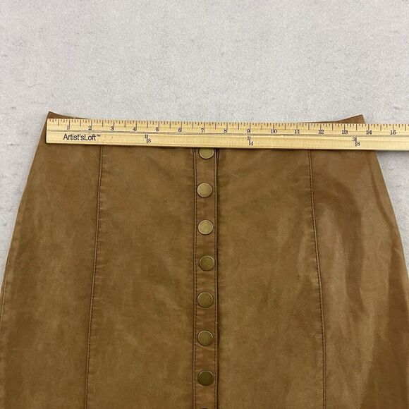 Free People Oh Snap Vegan Leather Mini Skirt Womens Size 6 Tan Brown OB527316 - Picture 5 of 12